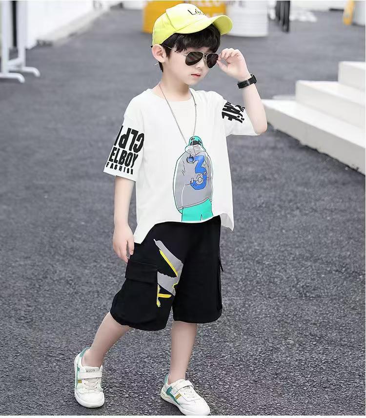 Boys summer new casual suit children's casual short-sleeved sportswear two-piece suit