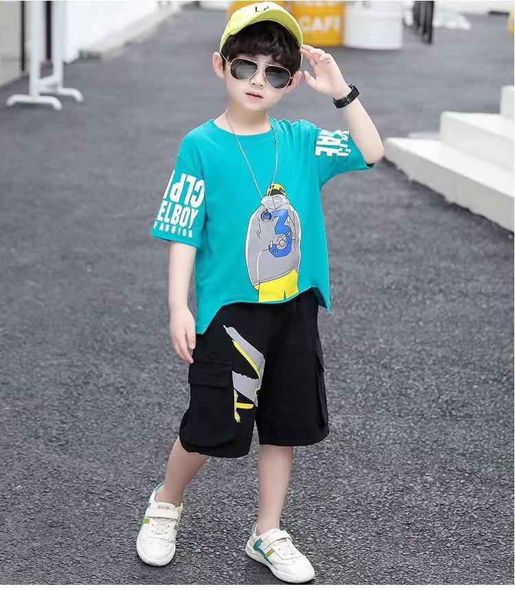 Boys summer new casual suit children's casual short-sleeved sportswear two-piece suit