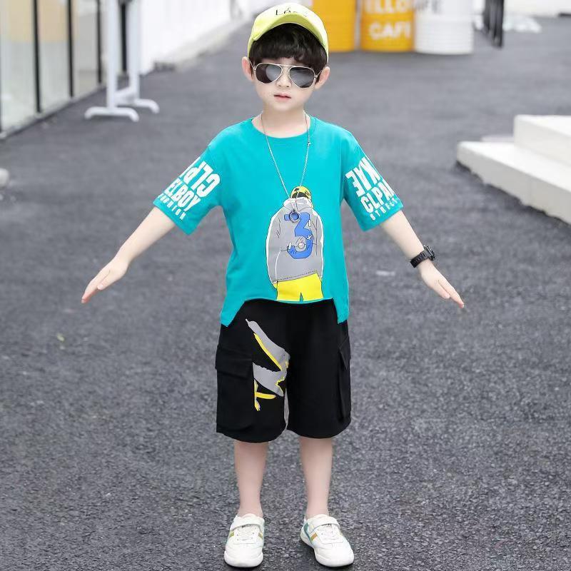 Boys summer new casual suit children's casual short-sleeved sportswear two-piece suit