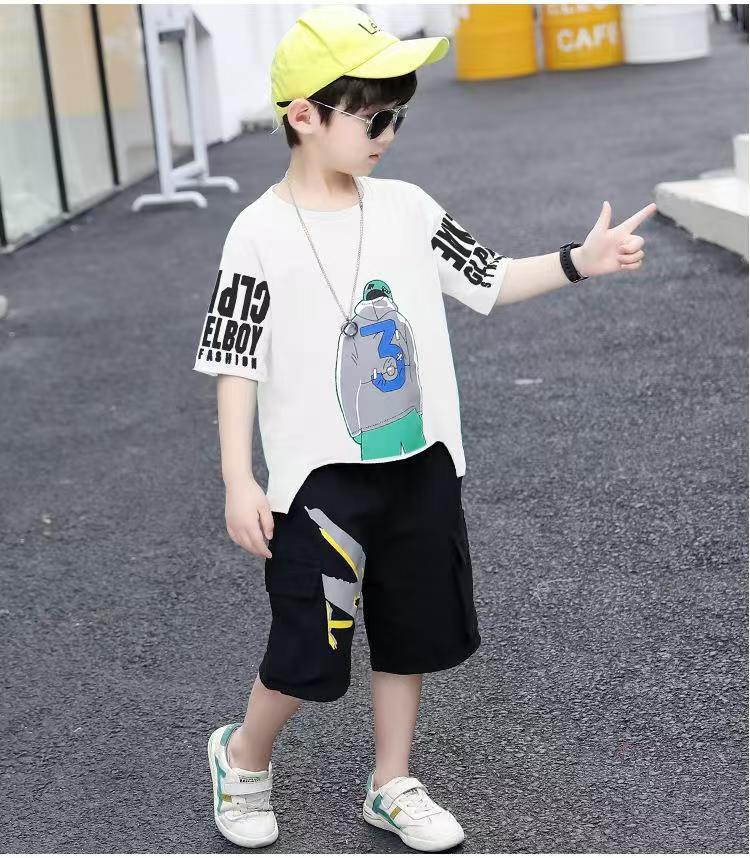 Boys summer new casual suit children's casual short-sleeved sportswear two-piece suit