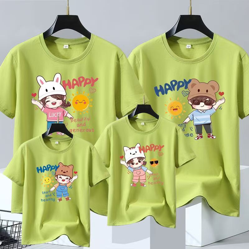 parent-child outfits Family T-shirt wear father mother kids clothes cotton adults children short sleeve T-shirt top