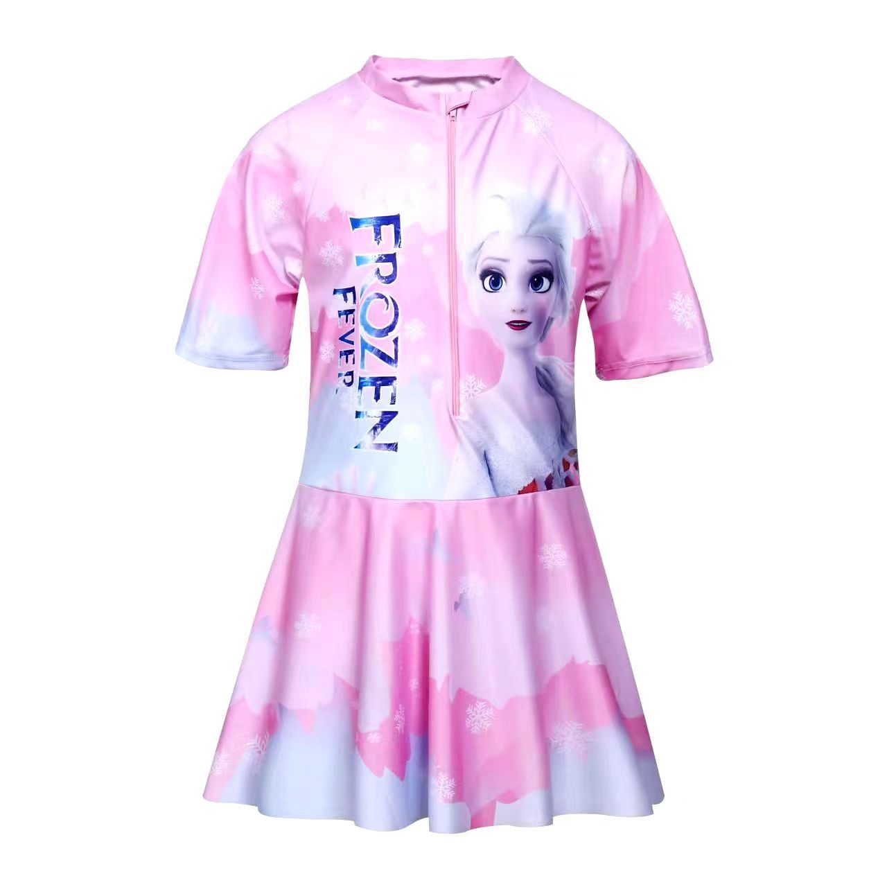 Children's Elsa swimsuit, girls' one-piece cute medium sized children's Elsa princess, girls' swimming outfit
