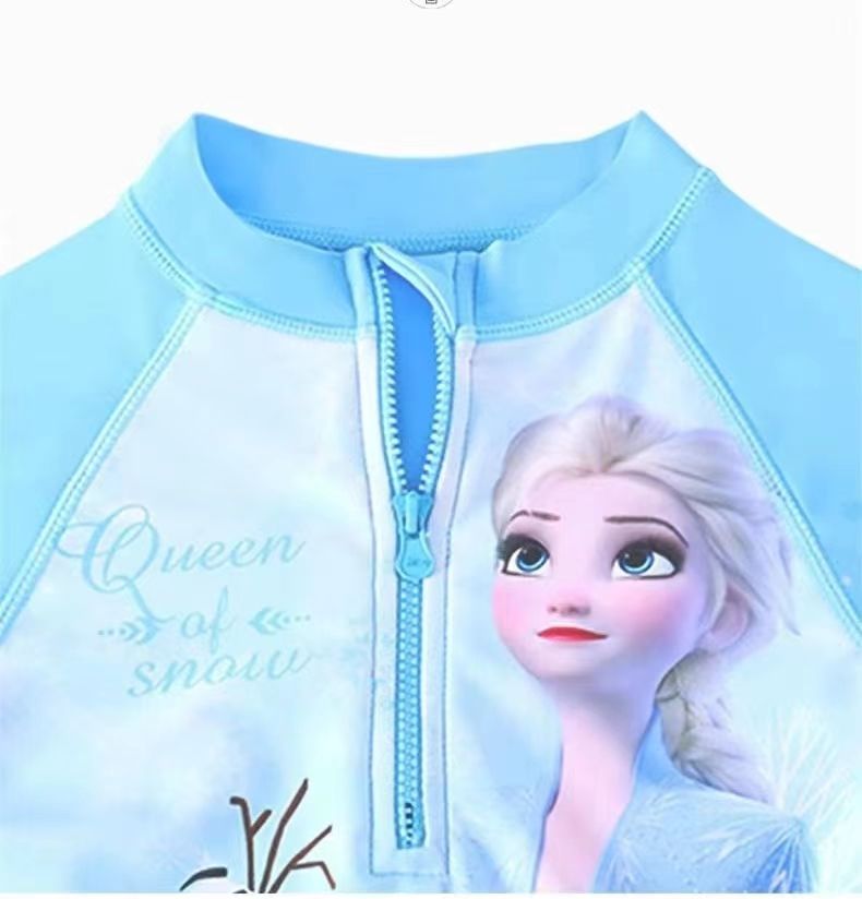 Children's Elsa swimsuit, girls' one-piece cute medium sized children's Elsa princess, girls' swimming outfit