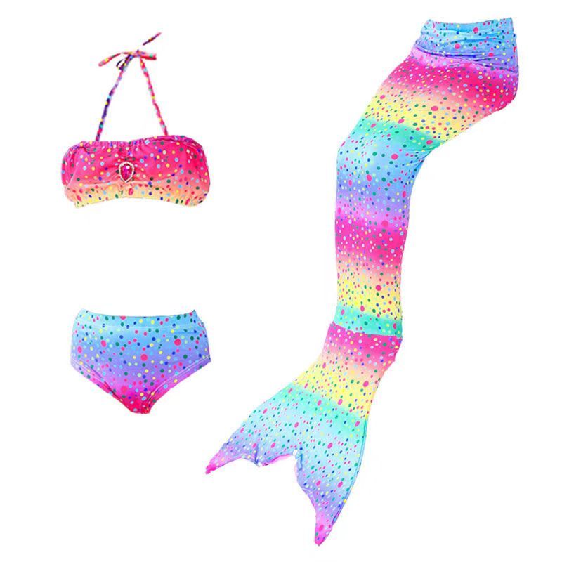 Girls Swimming Mermaid tail Mermaid Costume Cosplay Children Swimsuit Fantasy Beach Bikini (Swimming cap+top+underwear+fish tail）
