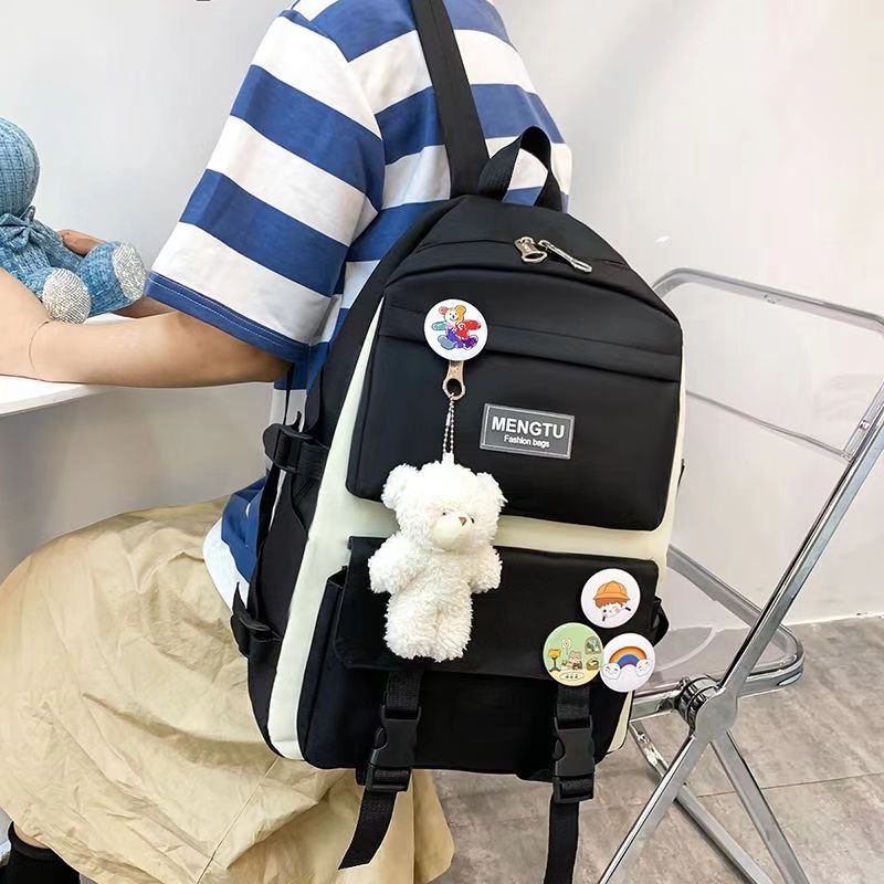 5Pcs/Sets  Cartoon Rabbit Printing School bag Canvas Schoolbags for Teenage Cute Girls Bookbag Children