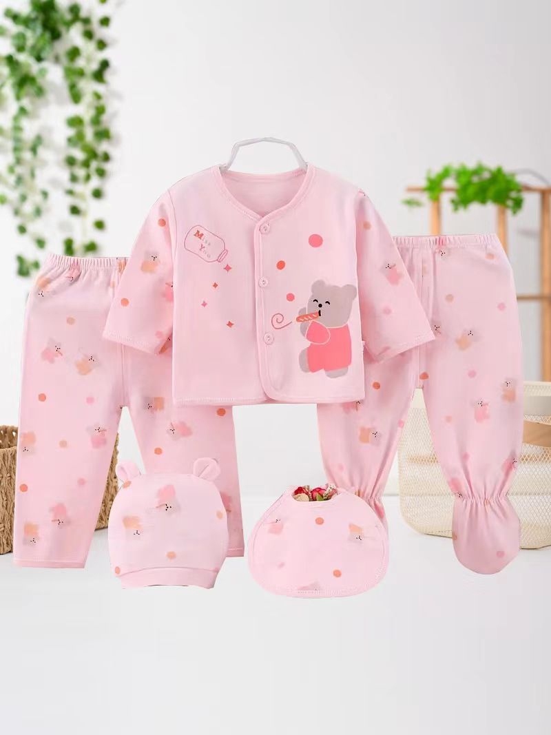 5PCS/set Newborn Baby Boy Girl Clothing Set 0-3 Months 100% Cotton Cartoon Animal Underwear New Born Babies Clothes Homewear