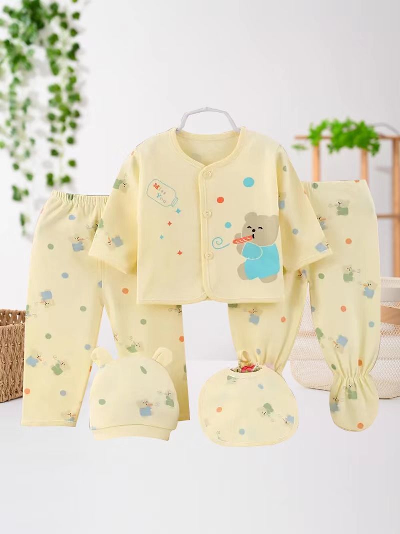 5PCS/set Newborn Baby Boy Girl Clothing Set 0-3 Months 100% Cotton Cartoon Animal Underwear New Born Babies Clothes Homewear