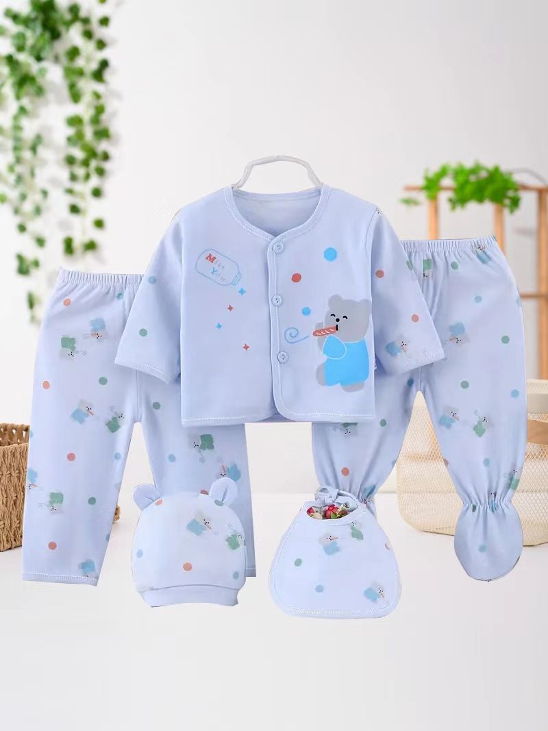 5PCS/set Newborn Baby Boy Girl Clothing Set 0-3 Months 100% Cotton Cartoon Animal Underwear New Born Babies Clothes Homewear