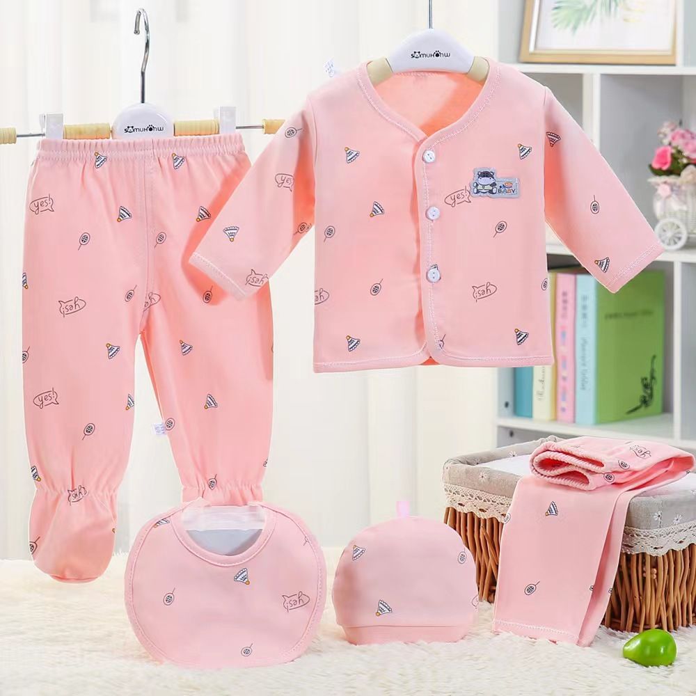 5PCS/set Newborn Baby Boy Girl Clothing Set 0-3 Months 100% Cotton Cartoon Animal Underwear New Born Babies Clothes Homewear
