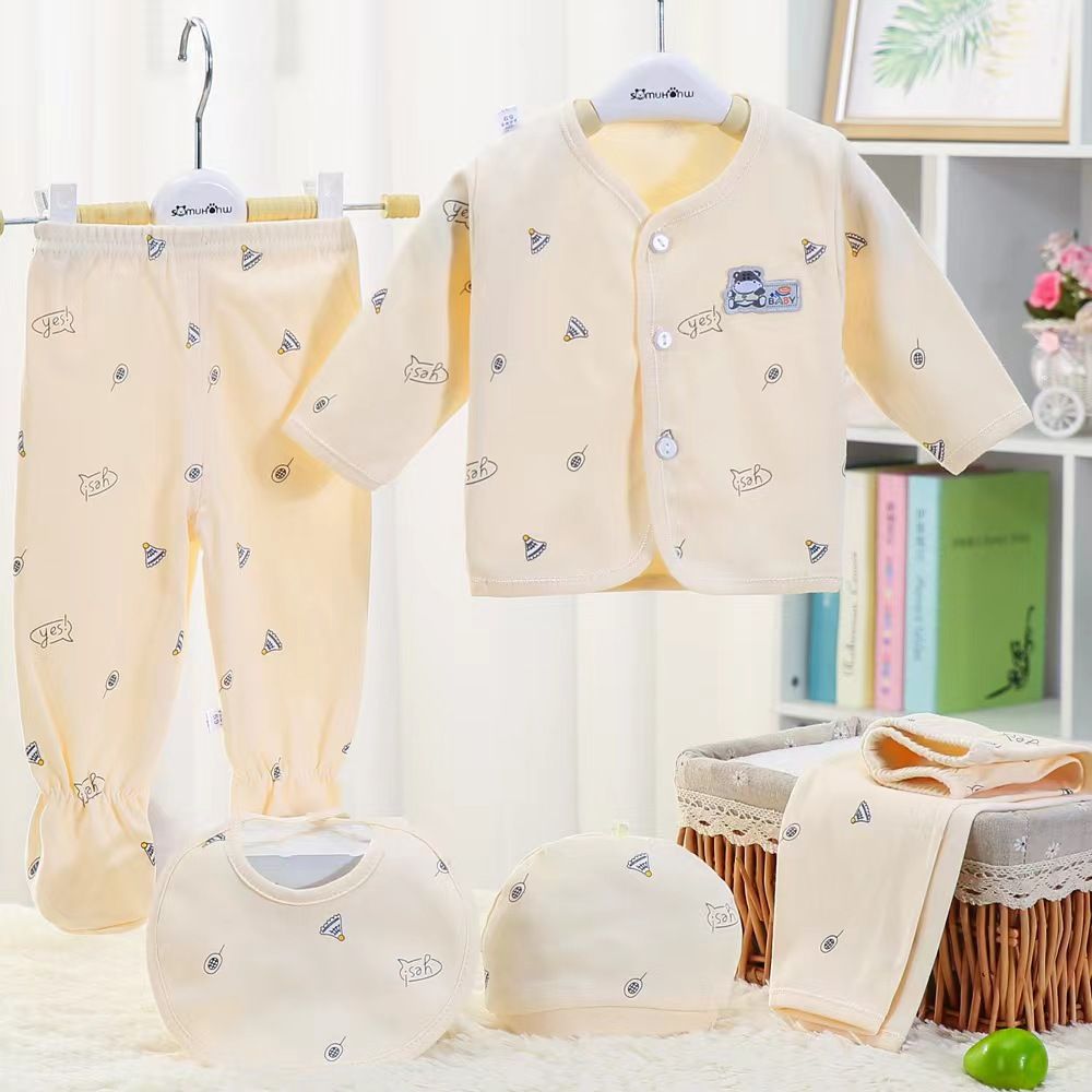 5PCS/set Newborn Baby Boy Girl Clothing Set 0-3 Months 100% Cotton Cartoon Animal Underwear New Born Babies Clothes Homewear