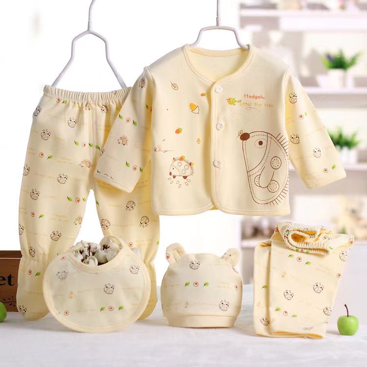 5PCS/set Newborn Baby Boy Girl Clothing Set 0-3 Months 100% Cotton Cartoon Animal Underwear New Born Babies Clothes Homewear
