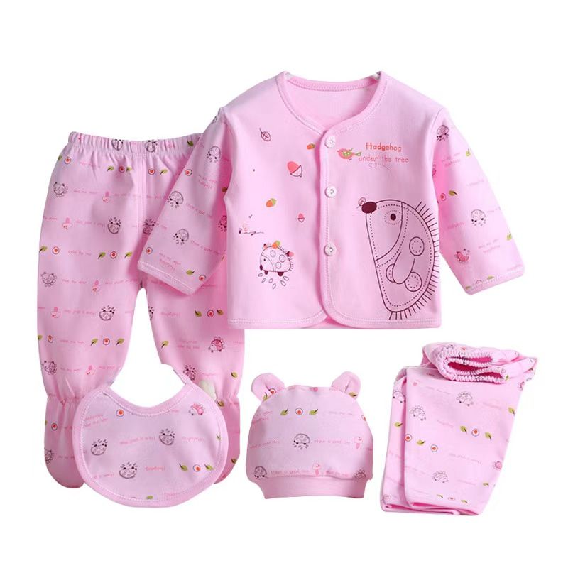 5PCS/set Newborn Baby Boy Girl Clothing Set 0-3 Months 100% Cotton Cartoon Animal Underwear New Born Babies Clothes Homewear