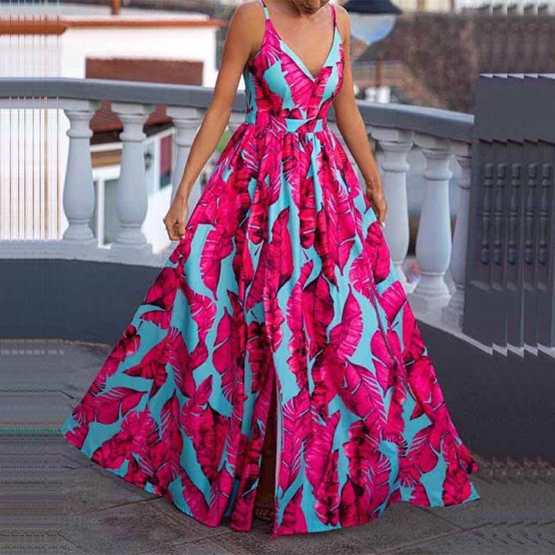 Sleeveless Satin Slip Floral Ruched Bandage Cut Out Maxi Dress Summer Women Fashion Sexy Party