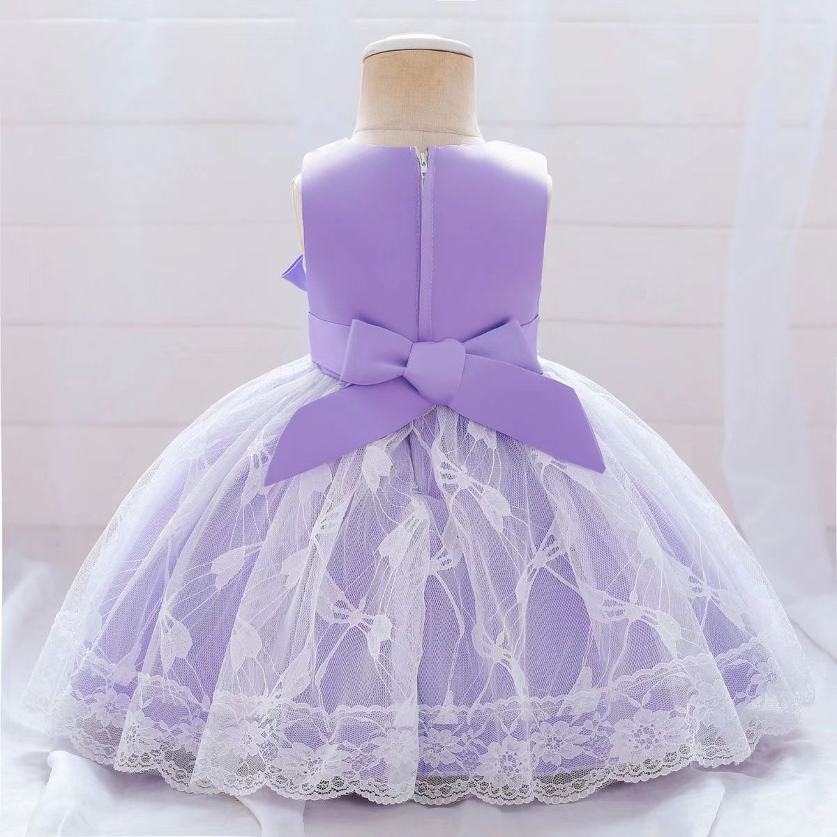 Girls Princess Dresses Skirts Back Red Flowers Children's Wedding Puff Princess Dress