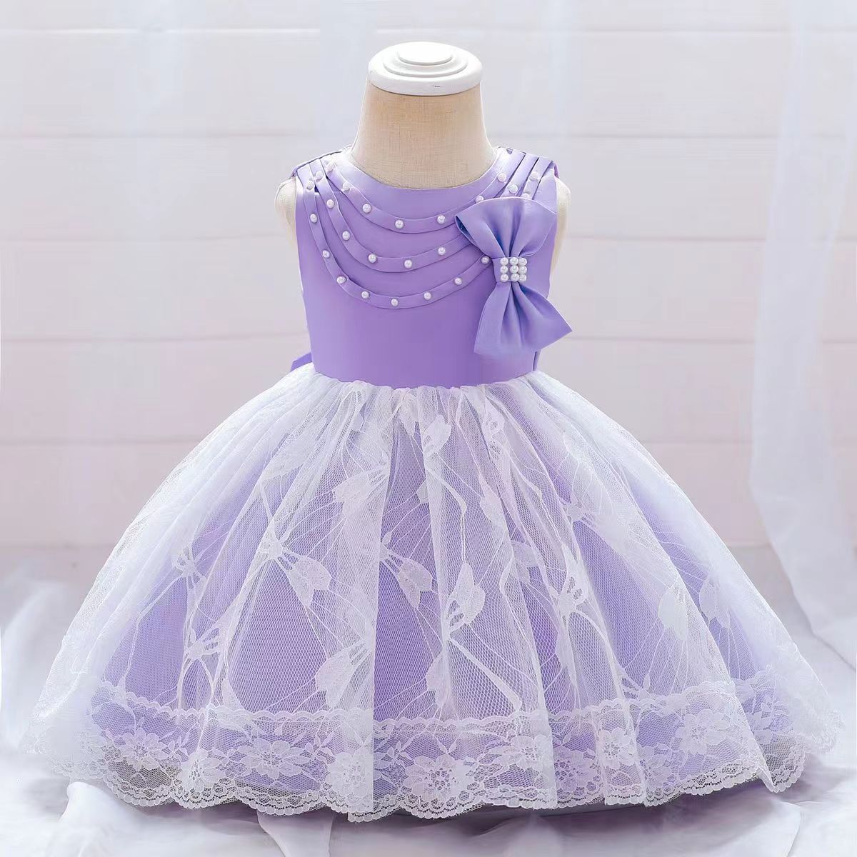 Girls Princess Dresses Skirts Back Red Flowers Children's Wedding Puff Princess Dress