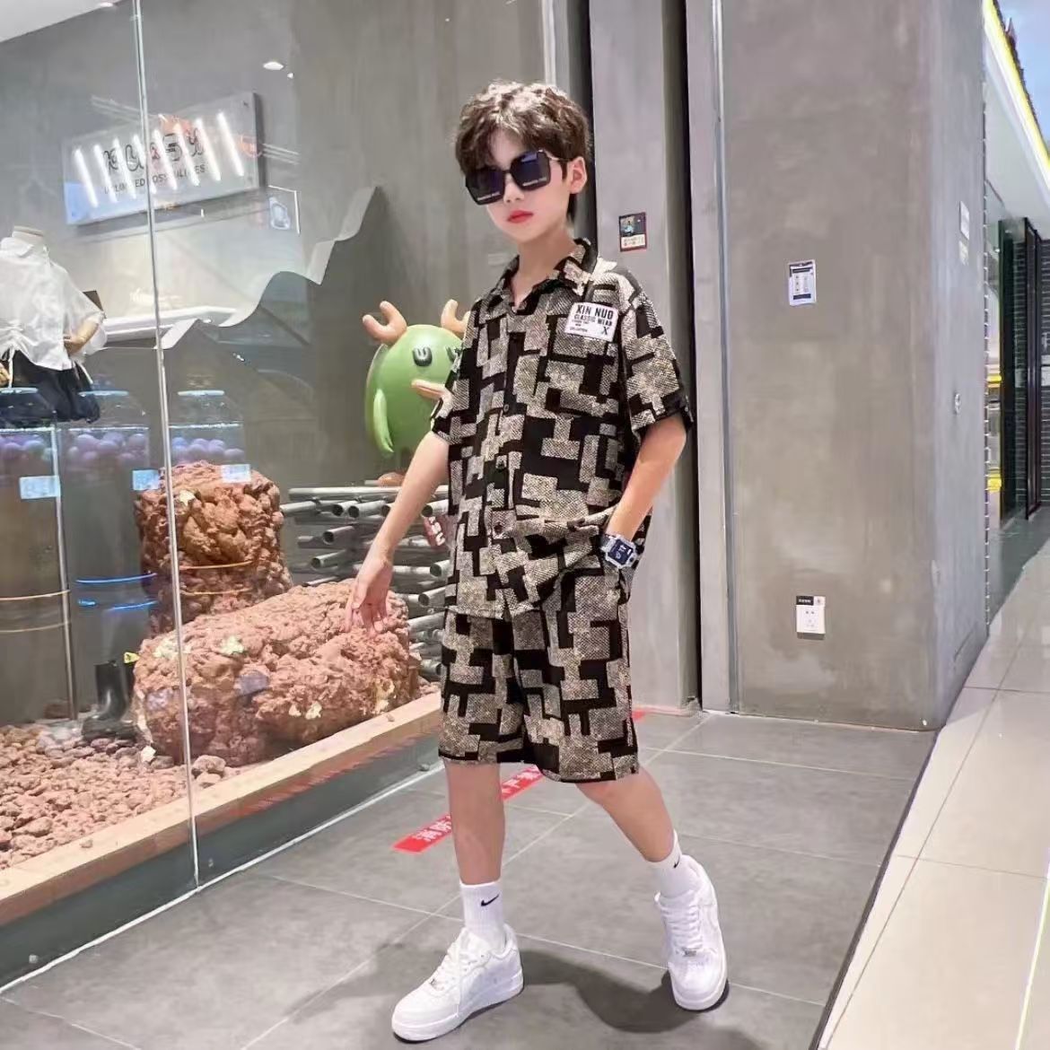 Boys' Summer Shirt Short Sleeve Set  New Baby Fashion Brand Clothes Children's Two-Piece Set