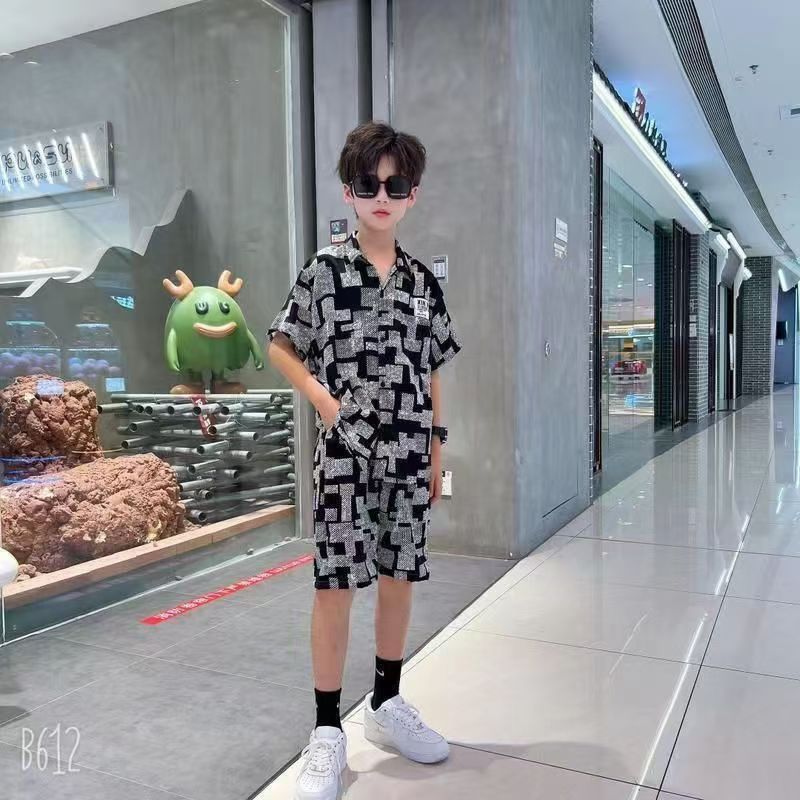 Boys' Summer Shirt Short Sleeve Set  New Baby Fashion Brand Clothes Children's Two-Piece Set