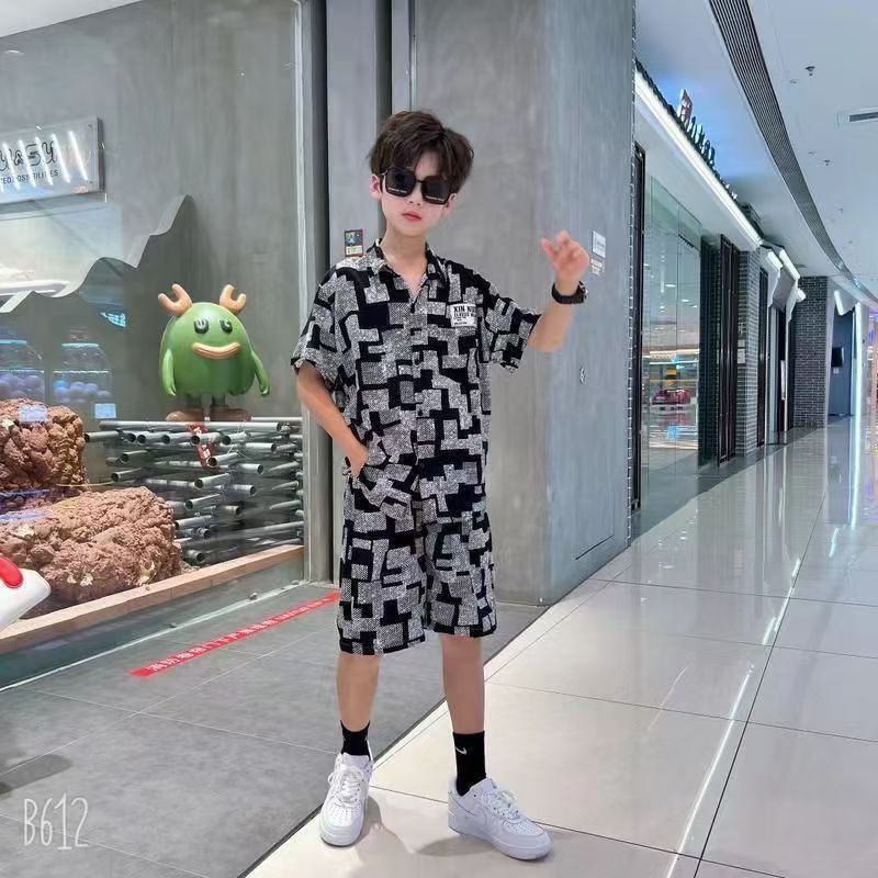 Boys' Summer Shirt Short Sleeve Set  New Baby Fashion Brand Clothes Children's Two-Piece Set
