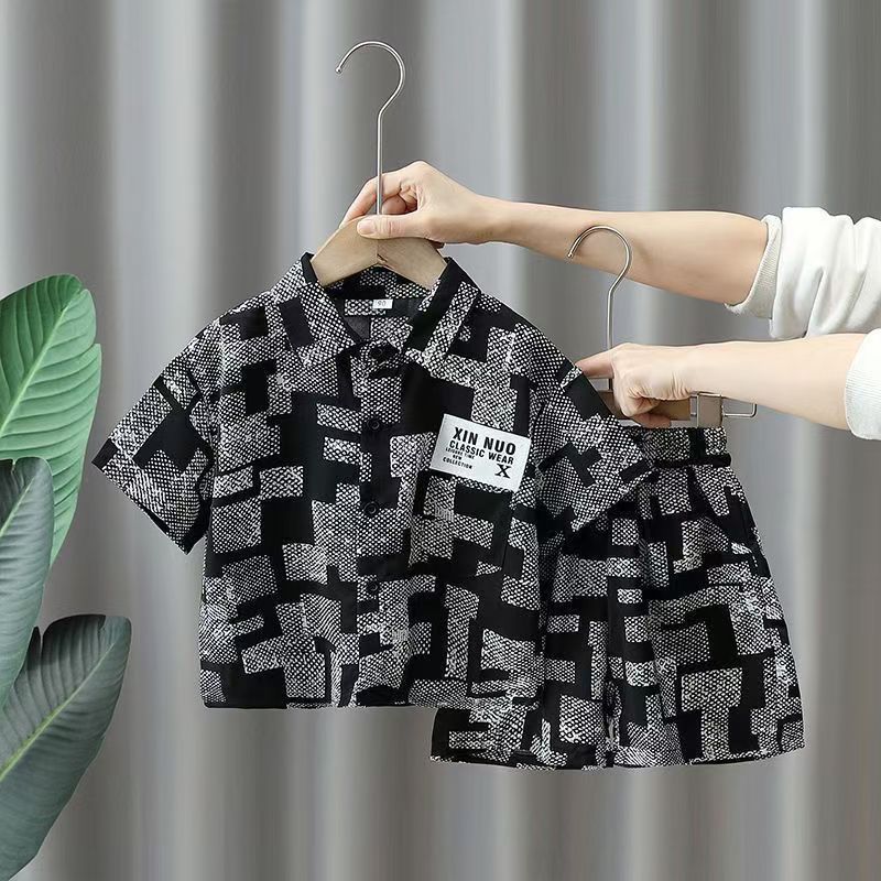 Boys' Summer Shirt Short Sleeve Set  New Baby Fashion Brand Clothes Children's Two-Piece Set