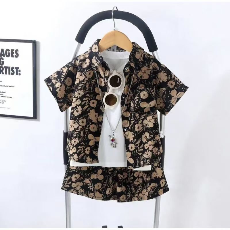 Children's Suit New Boys Summer Clothes Baby Short Sleeve Shorts Shirt Loose 2-piece Set Children's Sets