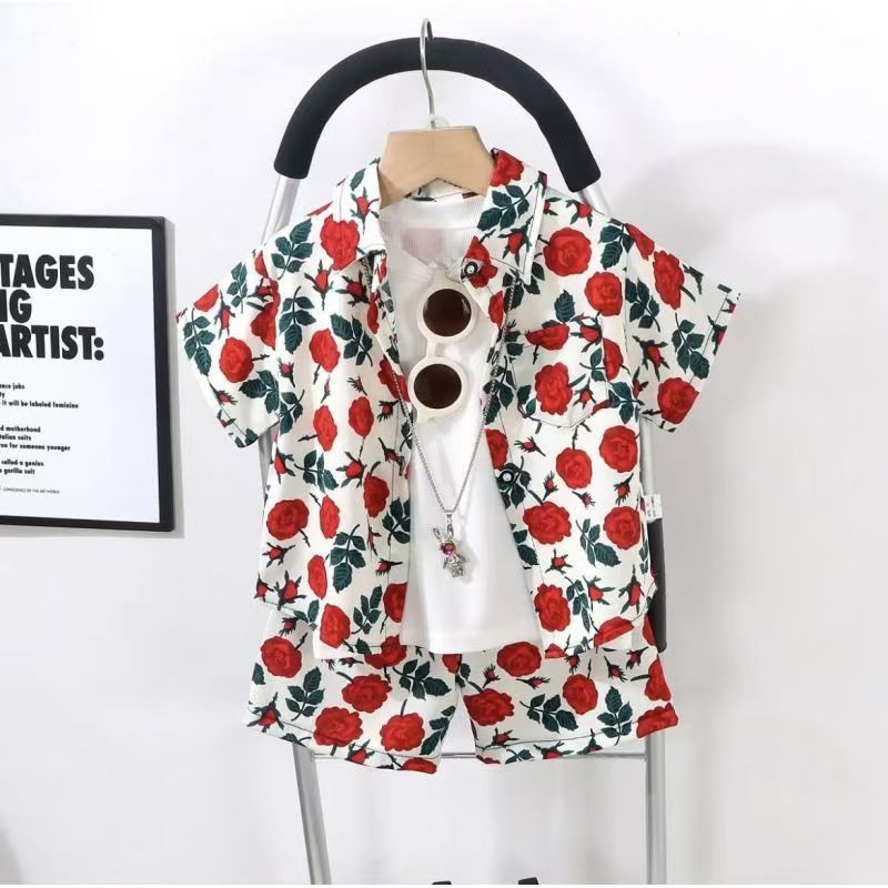 Children's Suit New Boys Summer Clothes Baby Short Sleeve Shorts Shirt Loose 2-piece Set Children's Sets