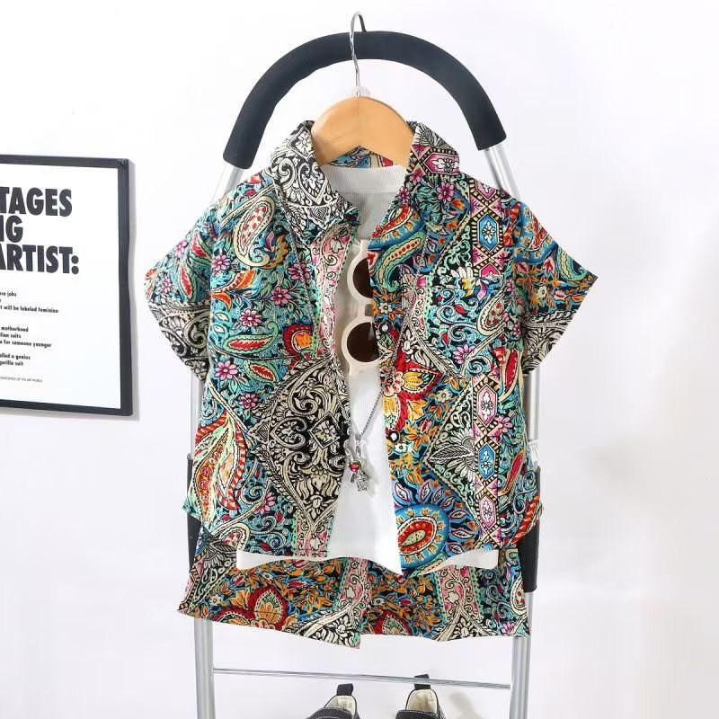 Children's Suit New Boys Summer Clothes Baby Short Sleeve Shorts Shirt Loose 2-piece Set Children's Sets