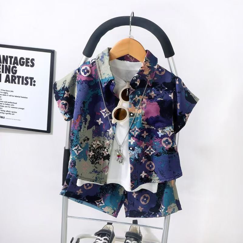 Children's Suit New Boys Summer Clothes Baby Short Sleeve Shorts Shirt Loose 2-piece Set Children's Sets