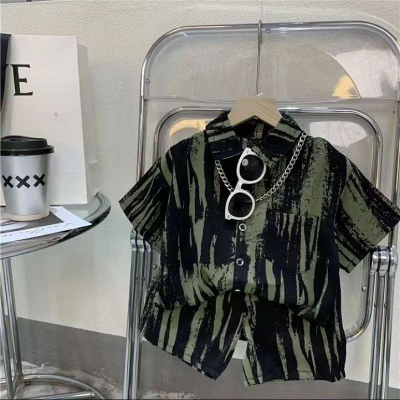 Children's Suit New Boys Summer Clothes Baby Short Sleeve Shorts Shirt Loose 2-piece Set Children's Sets