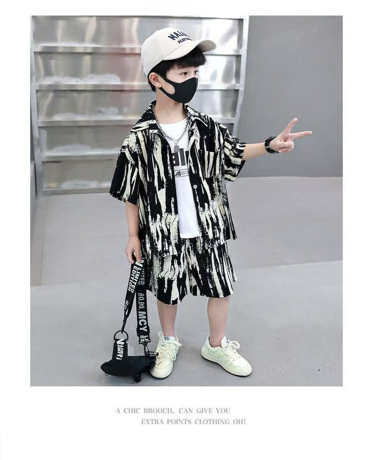 Children's Suit New Boys Summer Clothes Baby Short Sleeve Shorts Shirt Loose 2-piece Set Children's Sets