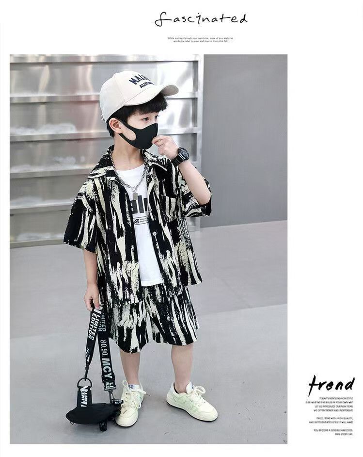 Children's Suit New Boys Summer Clothes Baby Short Sleeve Shorts Shirt Loose 2-piece Set Children's Sets