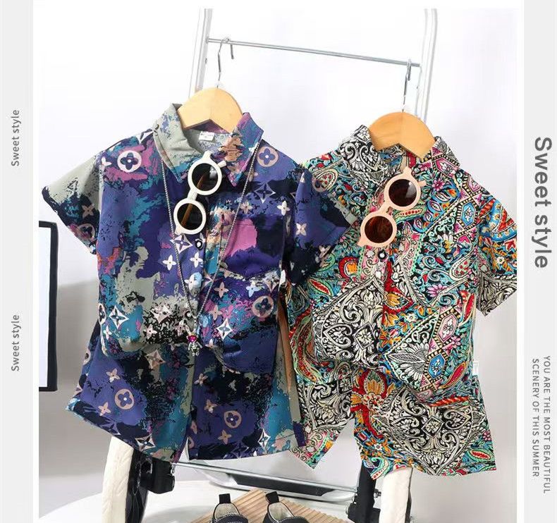 Children's Suit New Boys Summer Clothes Baby Short Sleeve Shorts Shirt Loose 2-piece Set Children's Sets