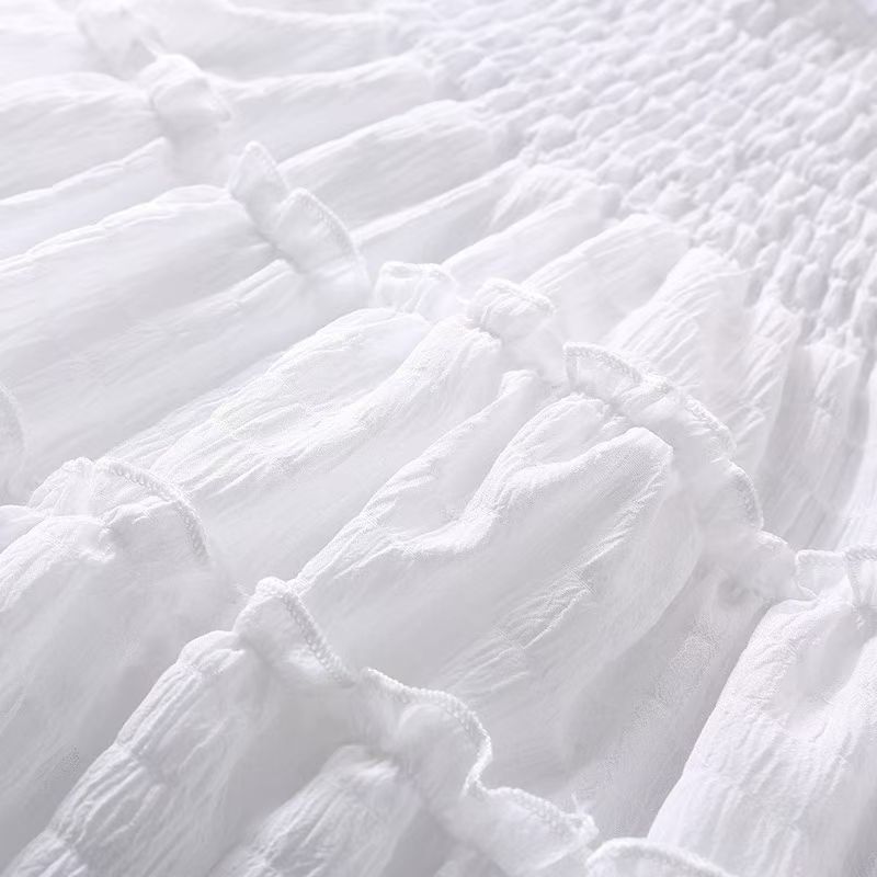 Summer Girls Dress New Style Bud Sleeve Splicing Cake Skirt For Kid 1 to 8 Years Old Fashionable Fashionable Princess Skirt