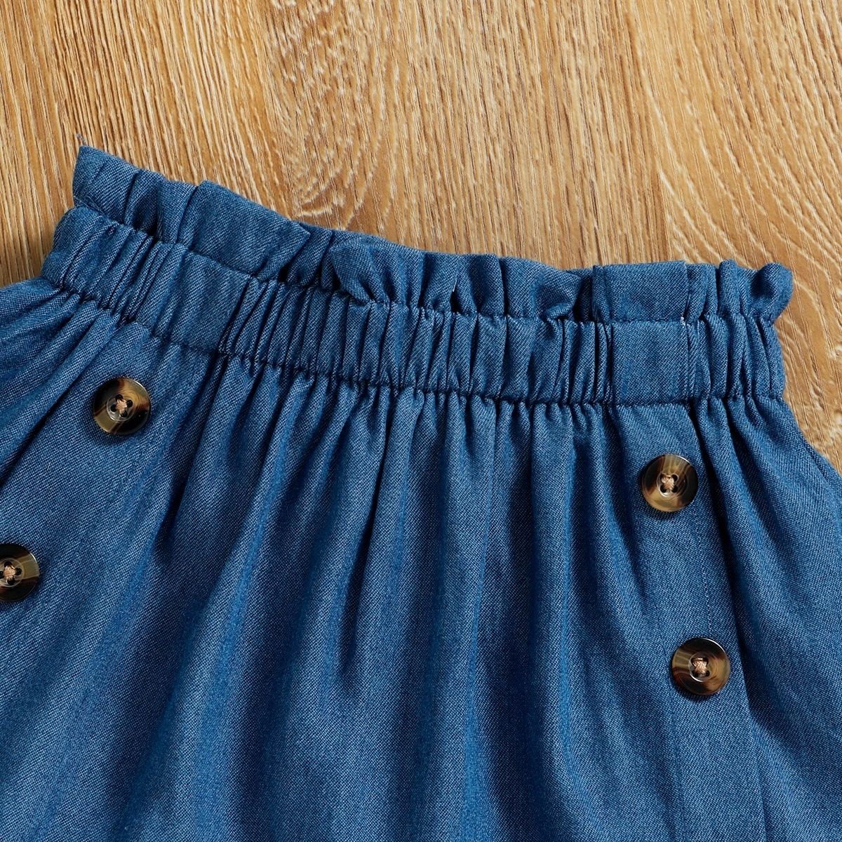 Girls' suit baby small chrysanthemum short-sleeved top denim short skirt two-piece summer dress new fashion princess