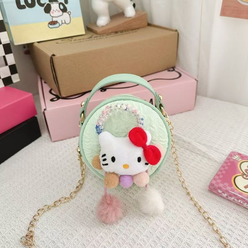 Children's Chain Bag Princess Fashion Flowers Small Round Bag Hand Bag Mini Cute Girl Messenger Bag