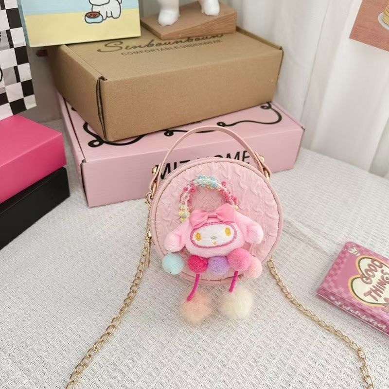 Children's Chain Bag Princess Fashion Flowers Small Round Bag Hand Bag Mini Cute Girl Messenger Bag