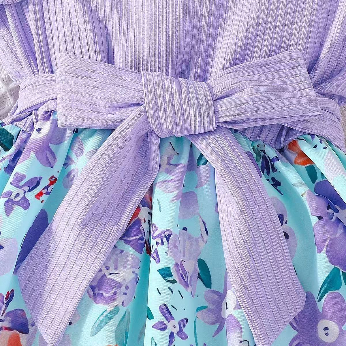 Kids Flower Stripe Dresses for Girls Christmas Children Clothing Dress Princess Brithday Wedding Party Baby Girl Dress With Bow