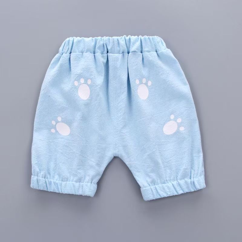 Baby Summer Short Sleeve Set Cute Splicing Cartoon Elephant Short Sleeve Shorts Baby and Children's Outing Clothes Two Piece Set