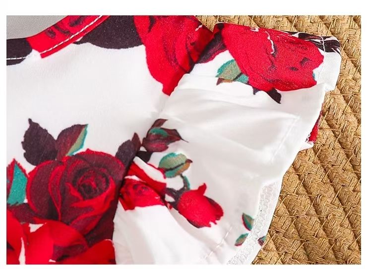 Sweet Baby Kids Girl Floral Pattern Cotton Dress Princess Dress Summer Girl Dressses Gift