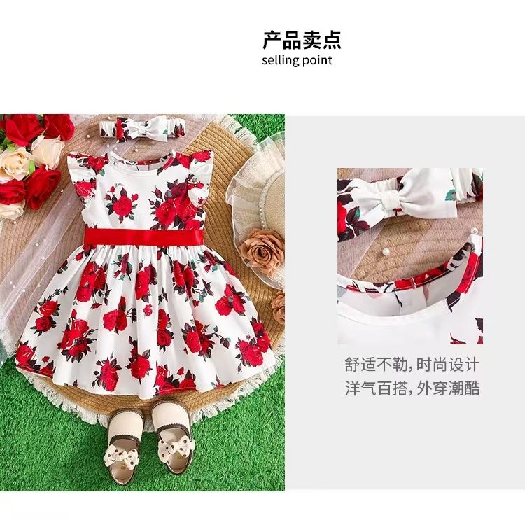 Sweet Baby Kids Girl Floral Pattern Cotton Dress Princess Dress Summer Girl Dressses Gift