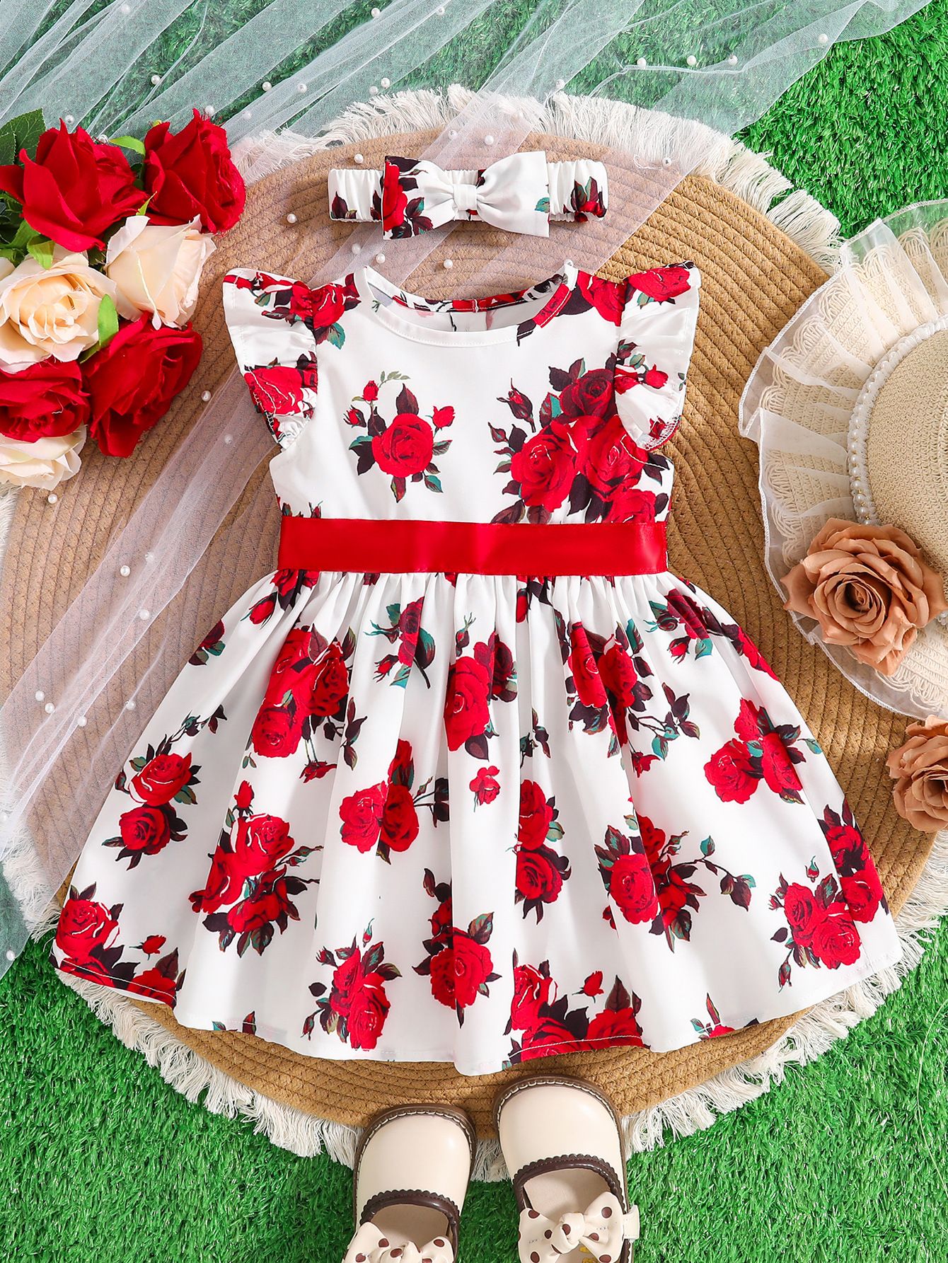 Sweet Baby Kids Girl Floral Pattern Cotton Dress Princess Dress Summer Girl Dressses Gift