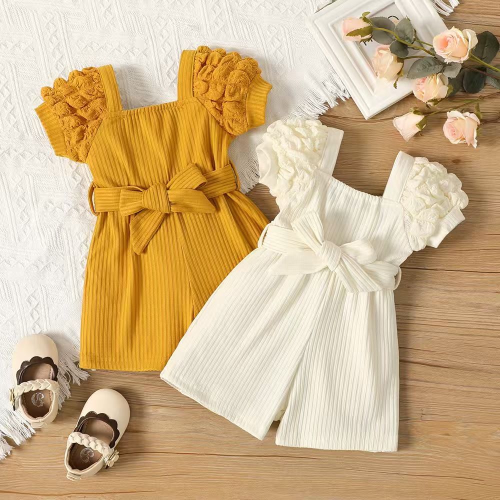 Newborn Baby's Clothes Girls Outfits Sweet Style Rompers  Cotton Washed  Sleeveless Bow-Knot Jumpsuit Dropshipping
