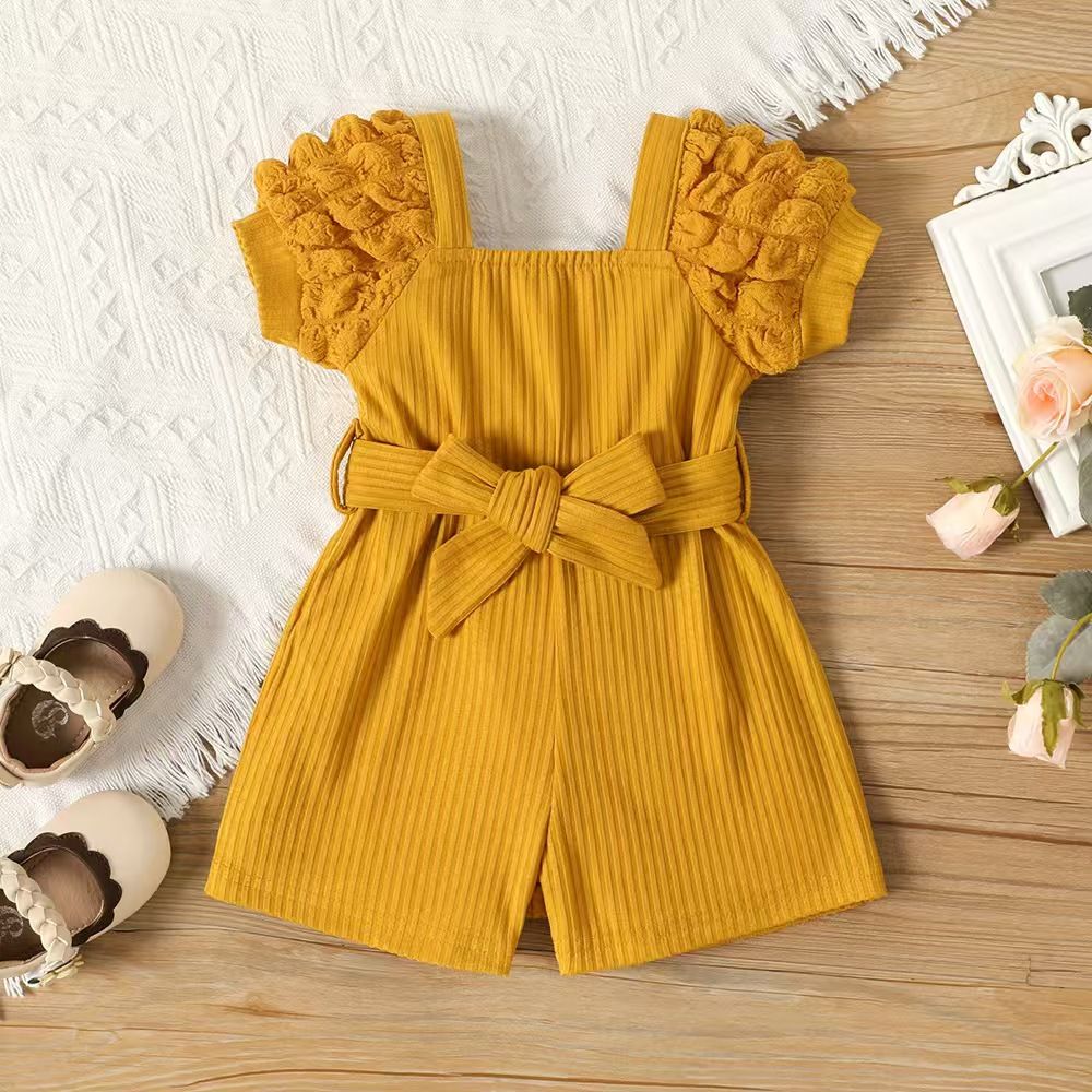 Newborn Baby's Clothes Girls Outfits Sweet Style Rompers  Cotton Washed  Sleeveless Bow-Knot Jumpsuit Dropshipping