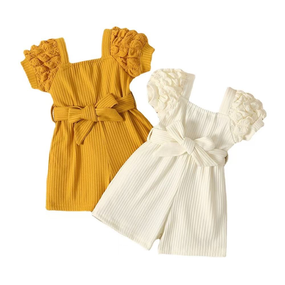 Newborn Baby's Clothes Girls Outfits Sweet Style Rompers  Cotton Washed  Sleeveless Bow-Knot Jumpsuit Dropshipping