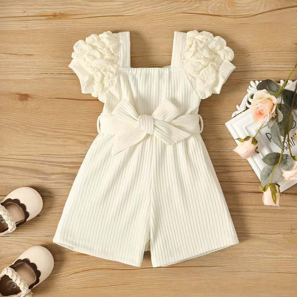 Newborn Baby's Clothes Girls Outfits Sweet Style Rompers  Cotton Washed  Sleeveless Bow-Knot Jumpsuit Dropshipping