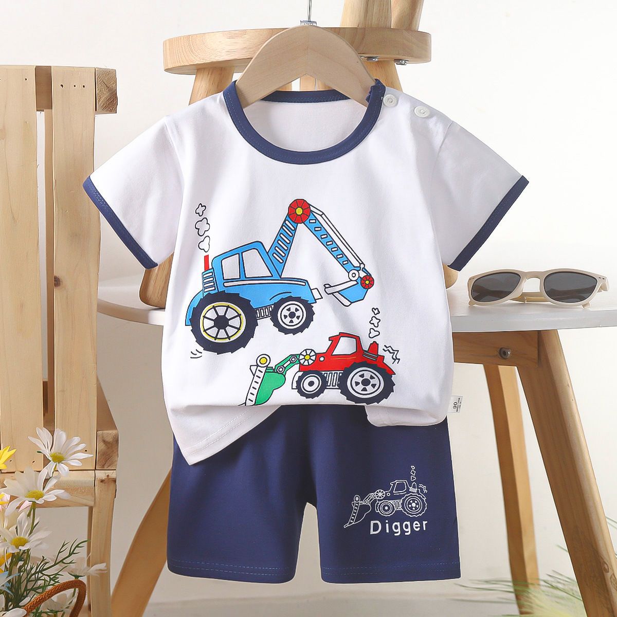 Cartoon Shark Striped Tshirt +shorts Baby Boy Clothes Sport Clothing Tracksuit Toddler Clothing Sets Baby Girl Casual Clothing