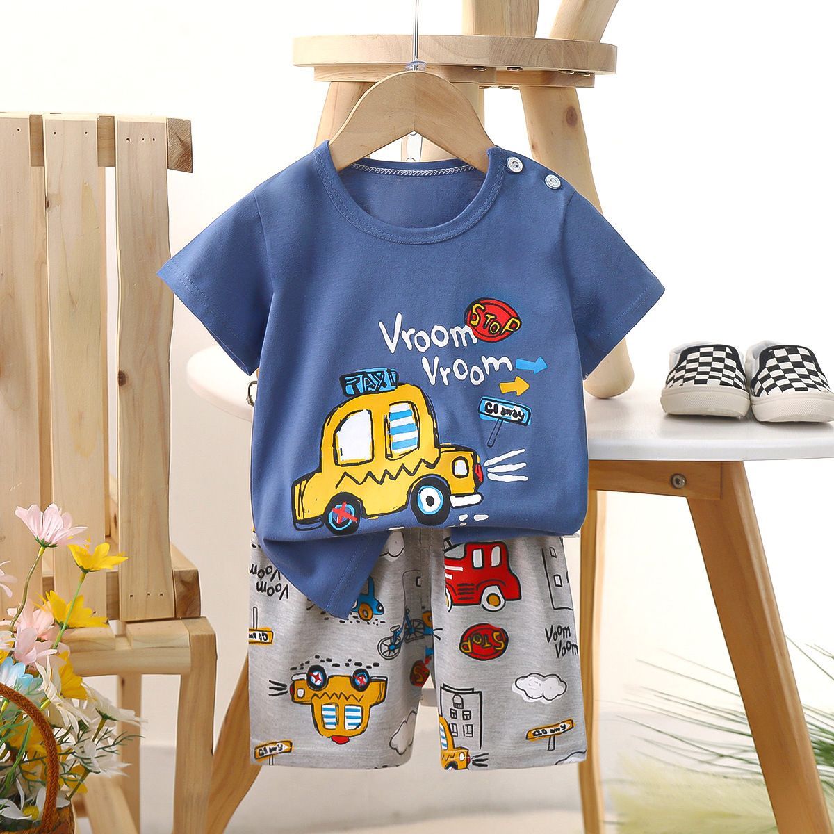 Cartoon Shark Striped Tshirt +shorts Baby Boy Clothes Sport Clothing Tracksuit Toddler Clothing Sets Baby Girl Casual Clothing