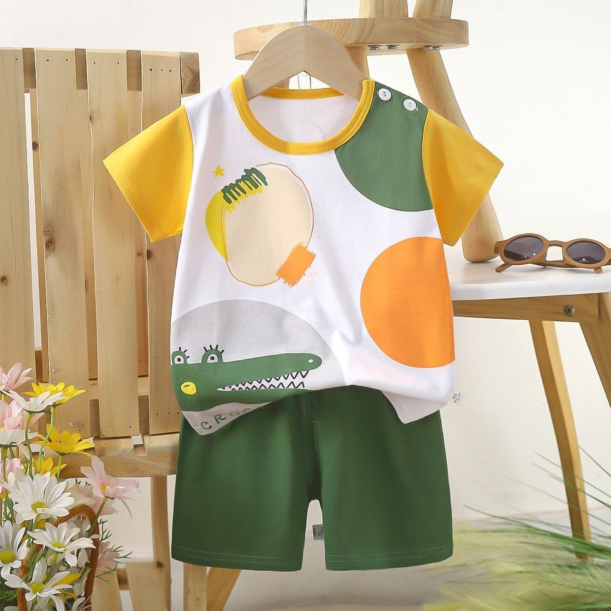Cartoon Shark Striped Tshirt +shorts Baby Boy Clothes Sport Clothing Tracksuit Toddler Clothing Sets Baby Girl Casual Clothing