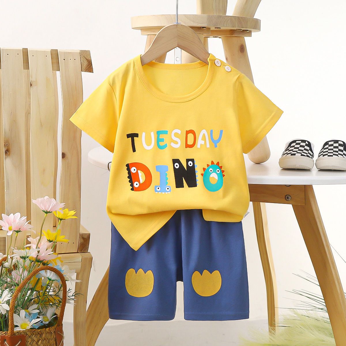 Cartoon Shark Striped Tshirt +shorts Baby Boy Clothes Sport Clothing Tracksuit Toddler Clothing Sets Baby Girl Casual Clothing