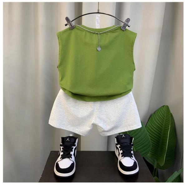 New Boys Baby Summer Vest Set Summer Sleeveless Clothes Fashion Boys Children Ruffian Handsome Two-Piece Set