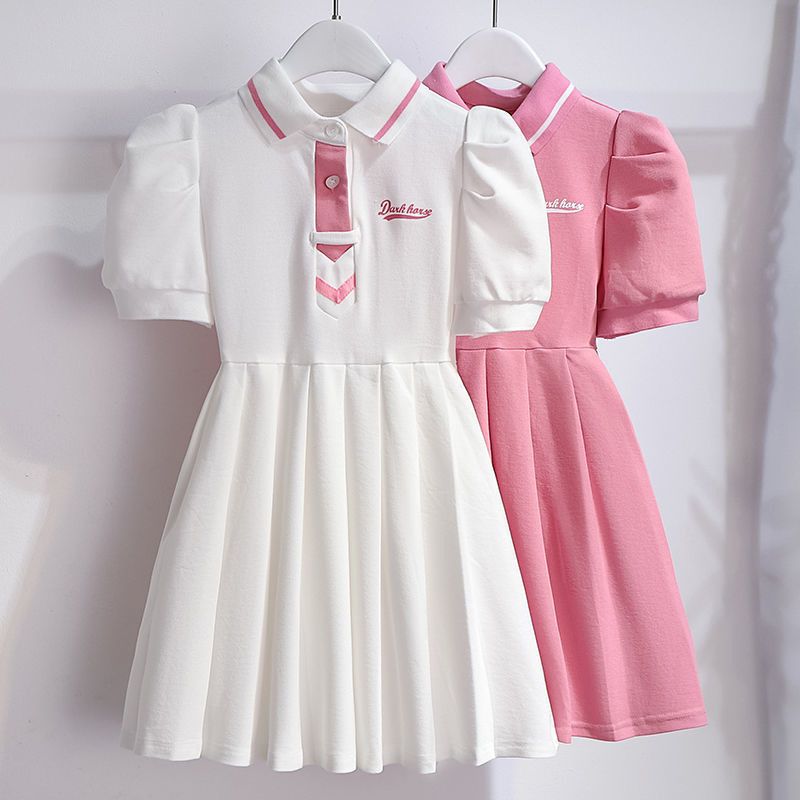 New children's short sleeved dress, fashionable girls' dress, fragrant and sweet pleated skirt, princess dress, children's clothing